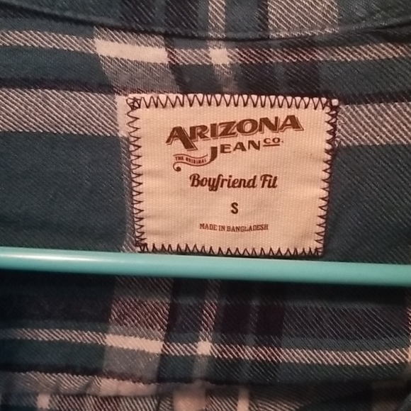 Arizona Jeans Boyfriend Fit Blue Flannel - Picture 4 of 5